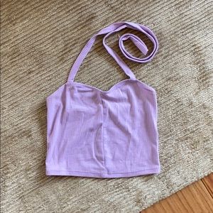 Pacsun lilac halter neck crop top with ties